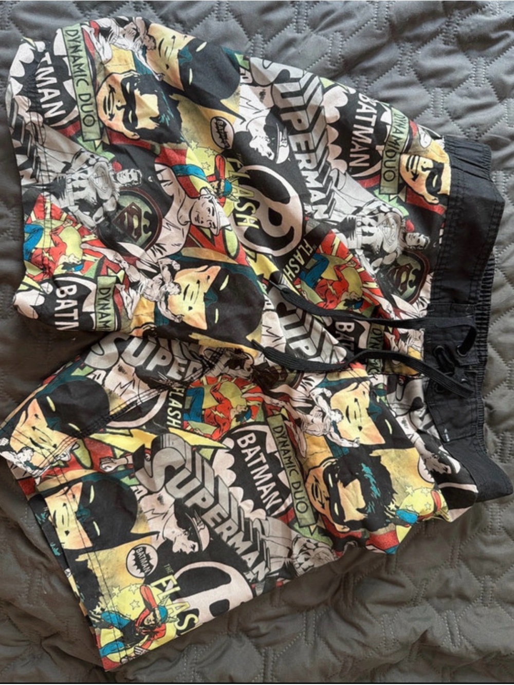 Men's Black DC Comic-Print Swim/Board Shorts